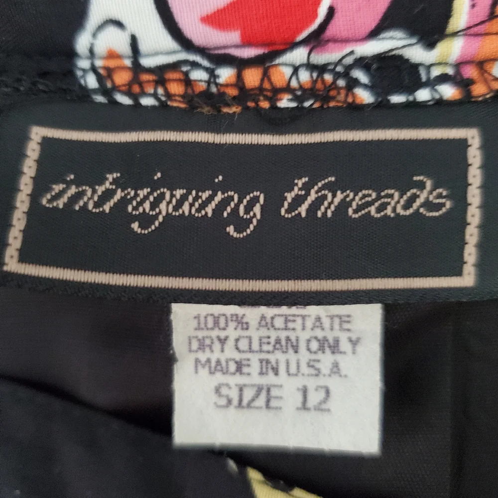 Intriguing Treads vtg 90s colorful cocktail floral fruit novelty maxi skirt 12 - Picture 7 of 10